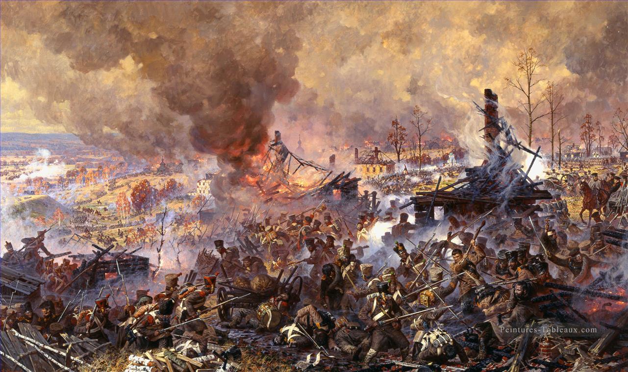 Bataille pour les Maloyaroslavets le 12 octobre 1812 Aleksandr Yurievitch Averyanov guerre militaire Peintures à l'huile